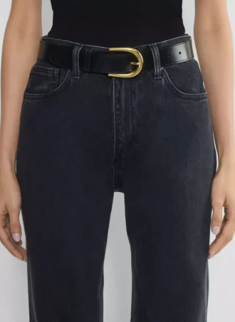 Accent Large ceinture en cuir et laiton massif