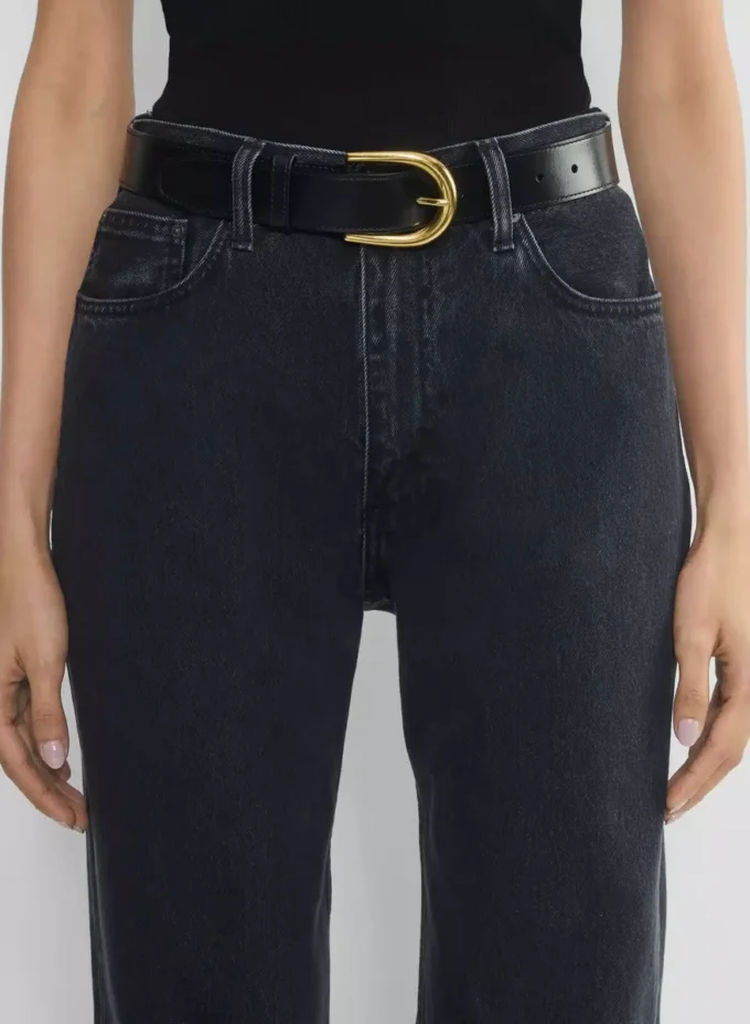 Accent Large ceinture en cuir et laiton massif