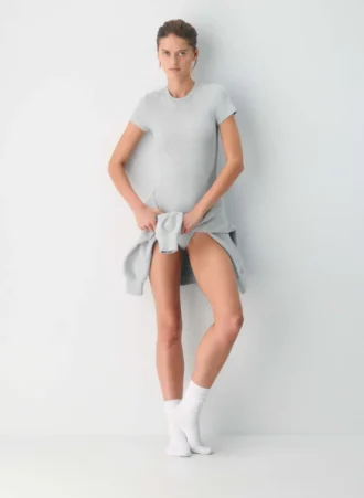 Body à col rond en coton côtelé extensible