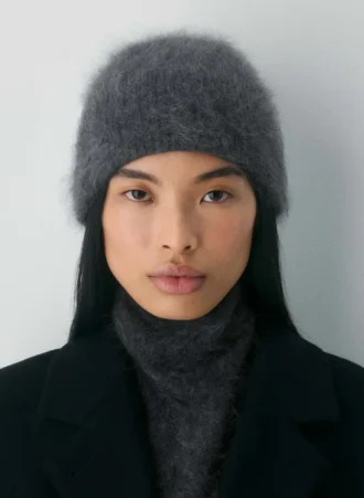 Bonnet à revers en cachemire brossé