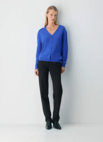 Cardigan à col en V en laine mérinos Bare