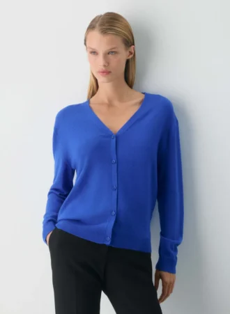 Cardigan à col en V en laine mérinos Bare