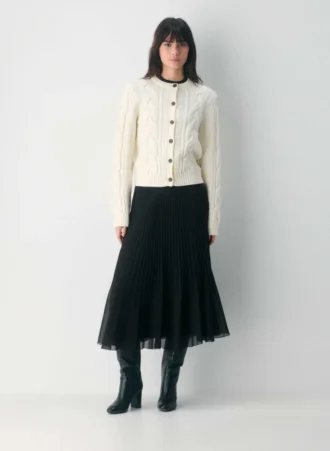 Cardigan à col rond en laine mérinos Heritage Knit