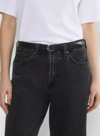 Ceinture fine en cuir avec boucle en laiton massif