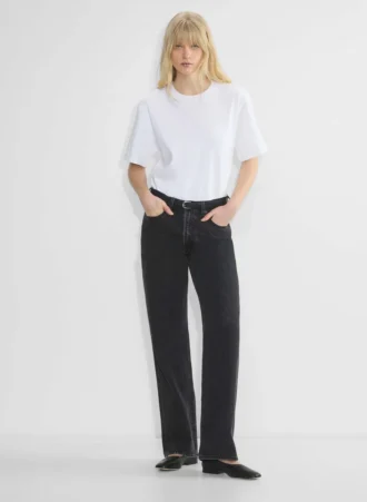 Ceinture fine en cuir avec boucle en laiton massif