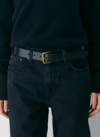 Ceinture large en cuir et laiton massif