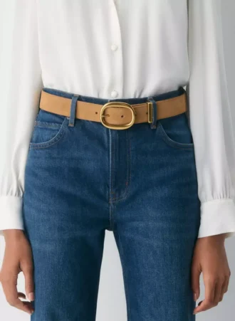 Ceinture large en cuir suédé et laiton massif