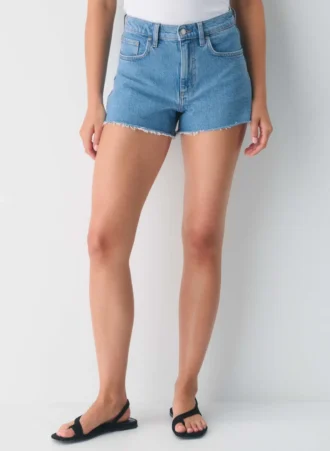 Denim Forum Jodie Mini-short en denim taille haute à coupe ajustée
