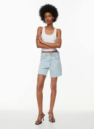 Denim Forum Le short en denim taille haute mi-cuisse Yoko