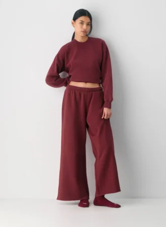 Pantalon palazzo oversize en molleton confortable à taille basse
