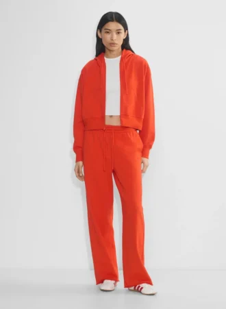 Sweat-shirt à capuche zippé boyfriend en molleton bouclé