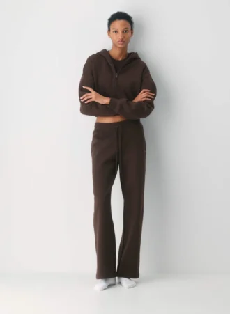 Sweat-shirt à capuche zippé court en molleton douillet